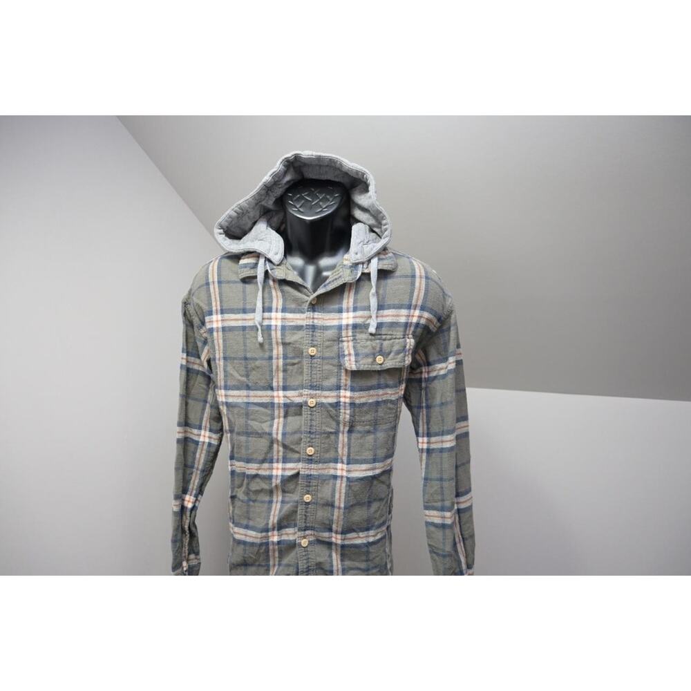 American Eagle Flannel Hoodie Shirt‎ Super Soft Rugged Plaid Mens Sz Medium